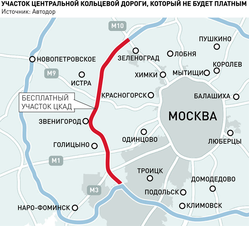 Схема цкад на карте московской области детально в километрах