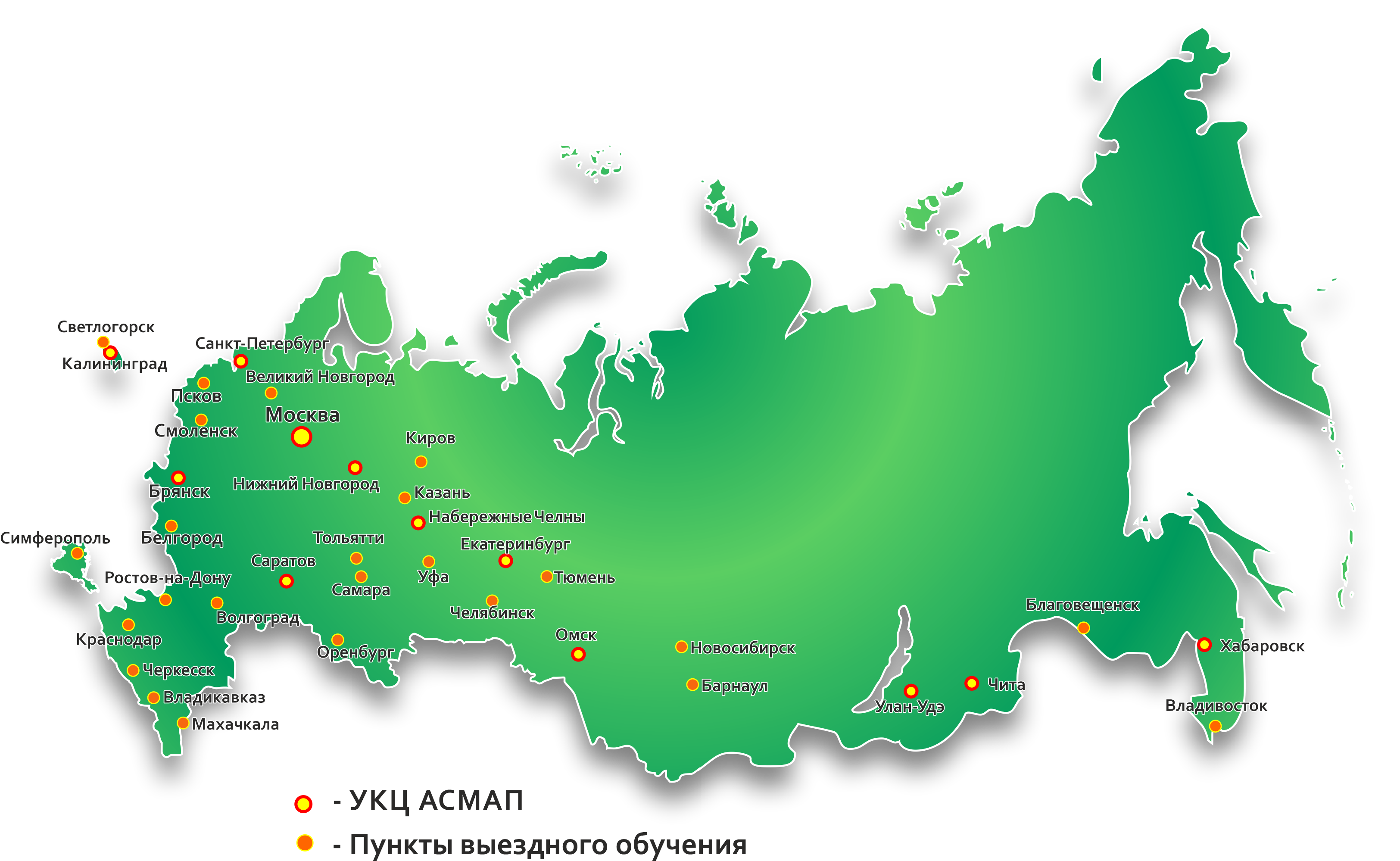 На карте города нижний новгород и смоленск